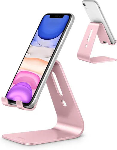 Vista 9 de [Versión actualizada de Solid] OMOTON Desktop Cell Phone stand Tablet Stand avanzada, 4mm de grosor de aluminio soporte para teléfono celular