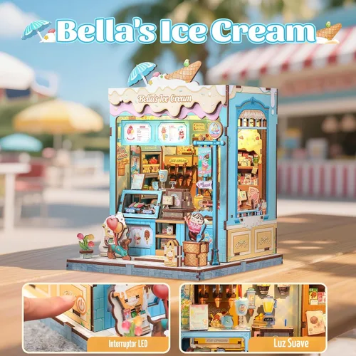 Vista 5 de CUTEBEE Kit de rincón de libros, kit de casa de muñecas en miniatura