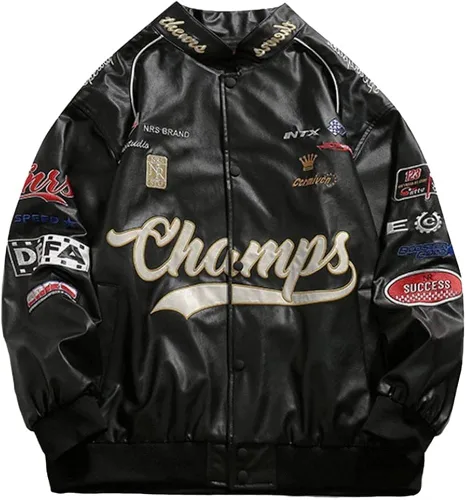 Vista 2 de Aelfric Eden Chaqueta universitaria con estampado de amor y letras para hombre, chaqueta de béisbol con gráficos vintage, unisex, ropa de calle
