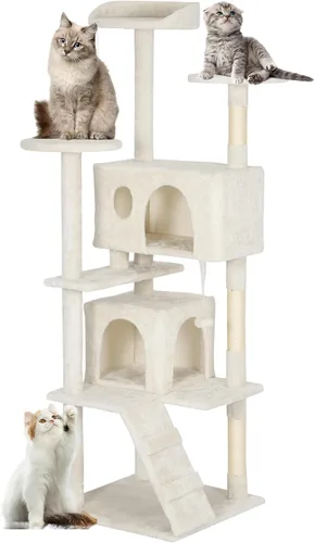 Vista 26 de FDW Torre de árbol para gatos de 54 pulgadas Ceniciento Centro de Ashy