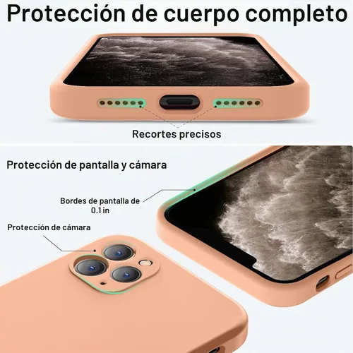Vista 4 de Vooii Funda compatible con iPhone 11 Pro, silicona líquida mejorada con bordes planos, protección de cámara, forro de microfibra antiarañazos suave