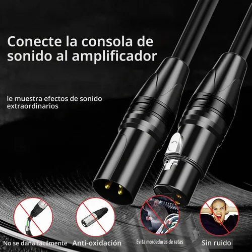 Vista 5 de XLR Cables - Cable de micrófono XLR profesional de 3 pines X L R de 3 pines chapado en oro, cable de micrófono equilibrado, multicolor