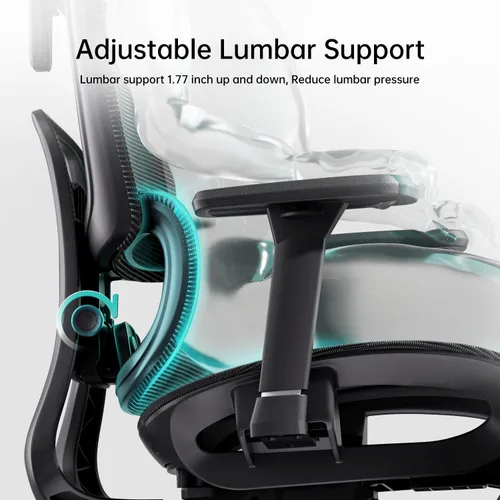Vista 6 de Hbada Silla de oficina ergonómica con reposabrazos ajustables 3D, soporte lumbar ajustable, respaldo alto para silla de computadora, silla