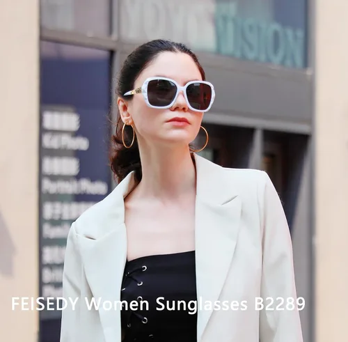 Vista 55 de FEISEDY - gafas de sol polarizadas para mujer, marco compuesto brillante B2289