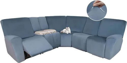 Vista 64 de HDCAXKJ Fundas de sofá seccional reclinable de terciopelo, cubierta de sofá seccional en forma de L, lavable, elástica, suave, para rincón