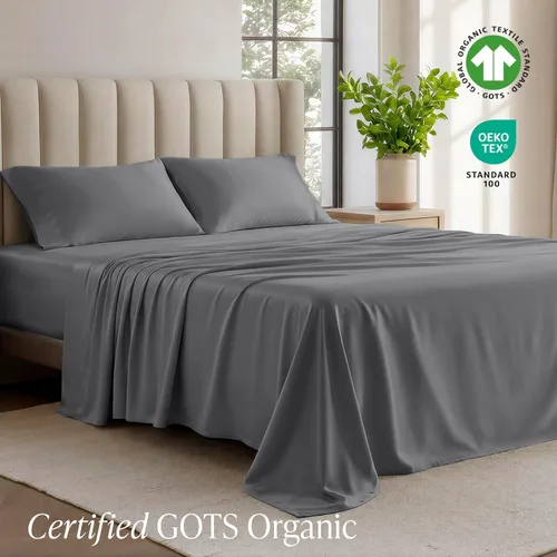 Vista 2 de Bare Home - Juego de sábanas de jersey 100% algodón orgánico, ultra suave, 100% algodón - Juego de sábanas y funda de almohada - Sábanas de bolsillo