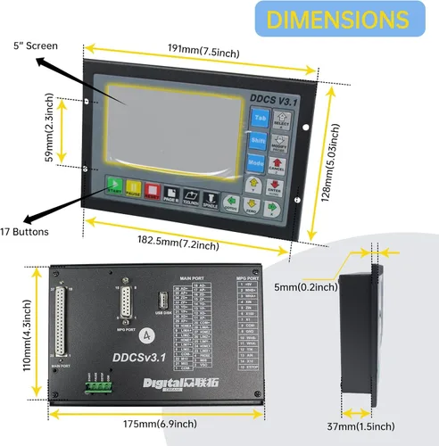 Vista 2 de CNCTOPBAOS Sistema Controlador de Movimiento CNC Independiente Fuera de Línea de 4 Ejes DDCSV3.1, Control de Motor Servo/Paso a Paso Reemplaza Mach3