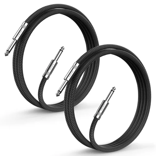 Vista 11 de Paquete de 2 cables de guitarra de 6 pies - Cable de instrumento recto de un cuarto de pulgada, cable de guitarra eléctrica, cables de guitarra