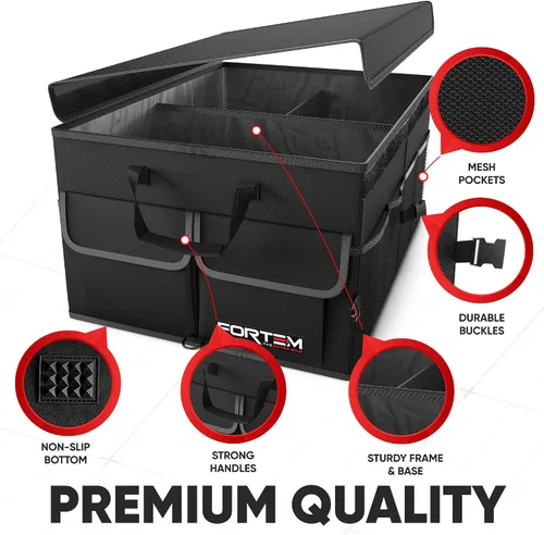 Vista 2 de FORTEM Organizador de maletero de coche (negro, grande) + correas de trinquete
