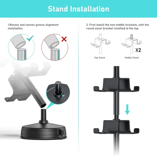 Vista 8 de MANMUVIMO Soporte de control antideslizante con ventosa estable de 3 niveles, soporte de controlador para escritorio, soporte de almacenamiento