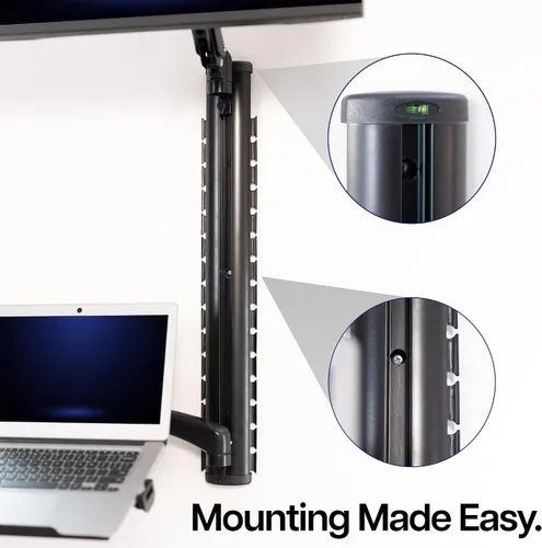 Vista 9 de VIVO Soporte de pared para monitor y laptop con contrapeso de altura ajustable para pantallas de hasta 27 pulgadas, STAND-SIT1L