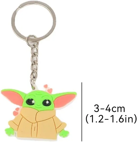 Vista 2 de ZKTSRY 6 llaveros Baby Yoda, dije de dibujos animados de anime de goma de PVC, llaveros de cosplay de anime, regalos para niñas, hombres y mujeres
