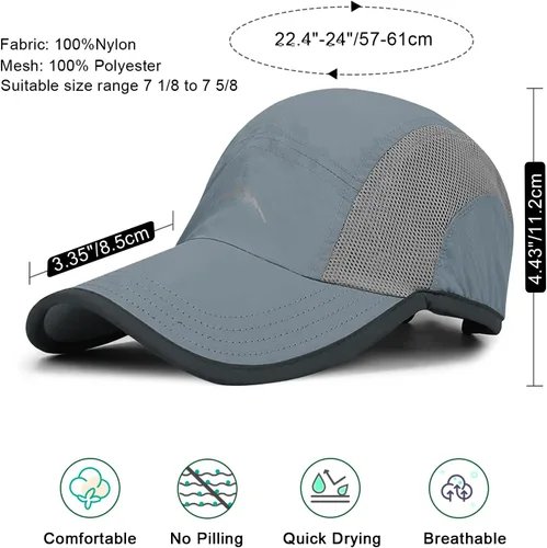 Vista 4 de Gorra de béisbol de secado rápido, malla ligera, protección UV para deportes al aire libre