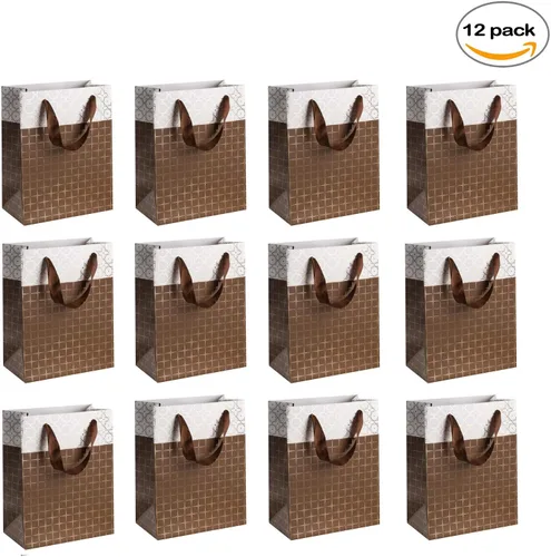 Vista 3 de Hammont Bolsas de regalo para dama de honor de boda, diseño de caja, regalos de fiesta, paquete de 12 bolsas de regalo estampadas con papel