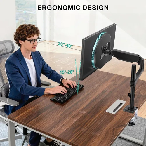 Vista 6 de WALI Brazo para Monitor Individual de 13-32 Pulgadas, Montura para Monitor Individual, Montura de Escritorio Vesa hasta 19.8lbs Brazo de Resorte