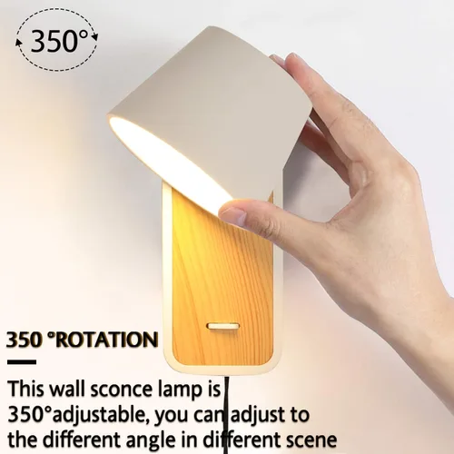 Vista 2 de Lámpara de pared moderna con cable de enchufe para dormitorios, pasillo, sala de estar, accesorio de iluminación de montaje contemporáneo