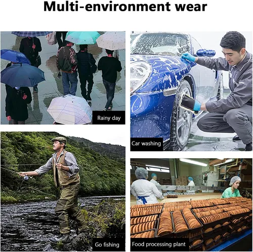 Vista 2 de Botas de lluvia largas para hombre, botas de pesca impermeables y cómodas, botas de cubierta de PVC antideslizantes, botas duraderas y transpirables