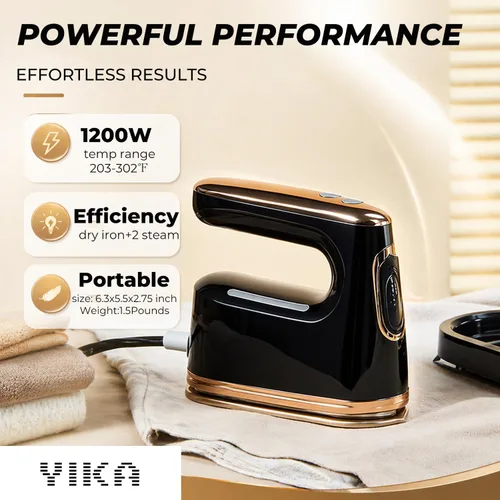 Vista 2 de YIKA Vaporizador y Plancha de Ropa 2-en-1, Vaporizador de Tela de Ropa de Mano para Eliminar Arrugas, Depósito de Agua de 300ml, Suela de Aleación