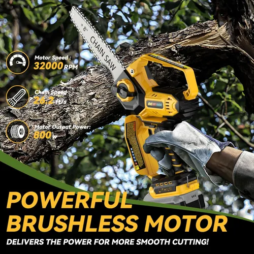 Vista 2 de Motosierra Mini para Batería Dewalt 20V Max, motosierra eléctrica inalámbrica de 2 en 1 de 8 pulgadas y 6 pulgadas con motor sin escobillas
