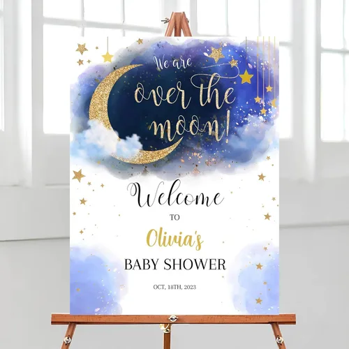 Vista 22 de Letrero de bienvenida para baby shower, tema oscuro, varios tamaños