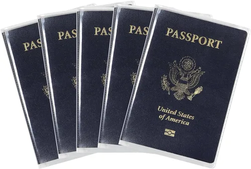 Vista 9 de Funda impermeable transparente para pasaporte, protector de pasaporte de plástico, artículos esenciales de viaje, unisex para adultos, con funda