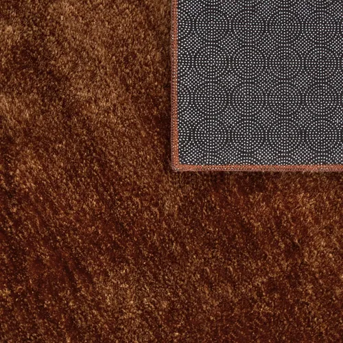 Vista 4 de Paco Home Alfombra suave en cobre acogedora alfombra antideslizante color sólido lavable, tamaño: 6'7" x 9'2" Marrón cobre