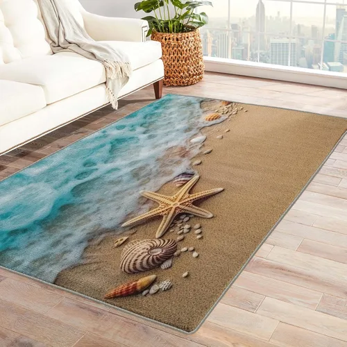 Vista 9 de Alfombras de coco para entrada, dormitorio, sala de estar, alfombra de área de frutas tropicales de 2 x 3, lavable, antideslizante, suave, alfombra