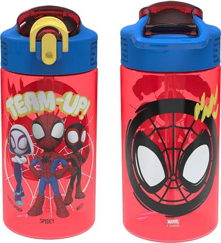 Vista 38 de Zak Designs Teenage Mutant Ninja Turtles - Botella de agua para niños para la escuela o viajes, paquete de 2 botellas de agua de plástico duradero