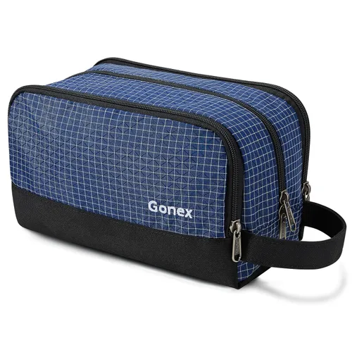 Vista 16 de Gonex Neceser de viaje de nailon, bolsa de afeitado, organizador de artículos de tocador, color negro