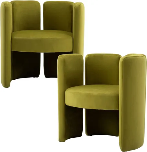 Vista 10 de Silla de acento de terciopelo, silla única acolchada en forma de barril con respaldo circular, diseño moderno, lindas sillas decorativas laterales