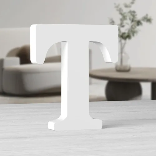 Vista 18 de AOCEAN Letras de madera grandes blancas de 10 pulgadas, letras de madera sin terminar para decoración de pared, letras decorativas de pie