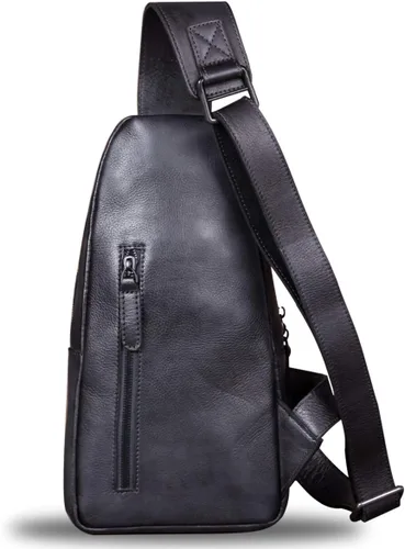Vista 3 de IVTG Bolso bandolera de cuero genuino para hombres y mujeres, bolso cruzado de hombro en el pecho, mochila de senderismo, mochila vintage hecha a