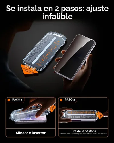 Vista 2 de SMARTDEVIL Protector de pantalla de privacidad para iPhone 17 Pro con protector de lente de cámara, vidrio templado inastillable