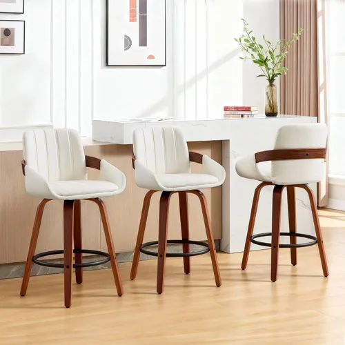 Vista 23 de VipDesk - Taburetes de bar giratorios, taburetes de bar de 26" de altura de mostrador con respaldo y brazos, sillas de bar tapizadas modernas