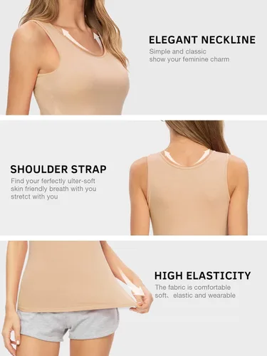 Vista 2 de Air Curvey Camiseta sin mangas elástica para mujer, ajuste delgado, paquete de 2-4