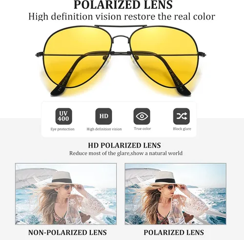 Vista 7 de Gafas de aviador Outray unisex, con visión nocturna, polarizadas