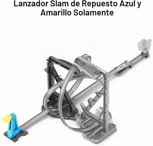Vista 4 de Pieza de repuesto para Hot Wheels Track Builder Unlimited Triple Loop Kit Playset - GLC96 ~ Lanzador de golpe azul y amarillo de repuesto