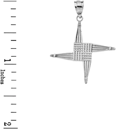 Vista 2 de 925de plata de ley Saint Bridget St Brigid Colgante en forma de cruz