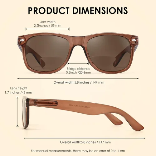 Vista 5 de HIYANJN 2 pares de lentes de sol de lectura bifocales para hombres y mujeres al aire libre tintados gafas de lectura con bisagra de resorte