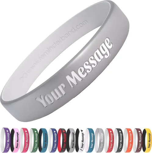 Vista 14 de Reminderband - Pulseras lujosas de silicona y goma para motivación, eventos, regalos, apoyo, recaudación de fondos y concientización, para hombres