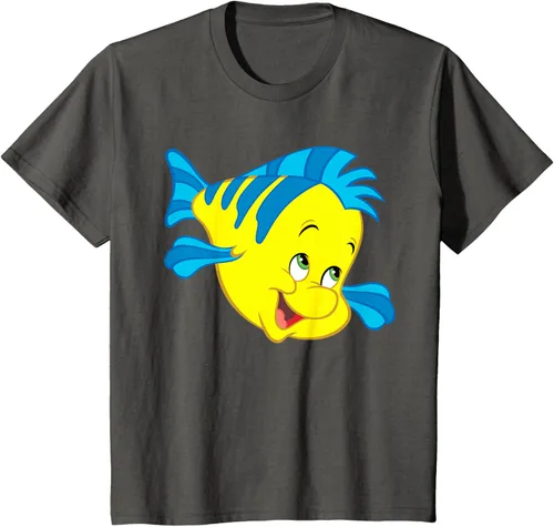 Vista 83 de Disney Camiseta de disfraz de cara grande de la Sirenita Flounder Sidekick