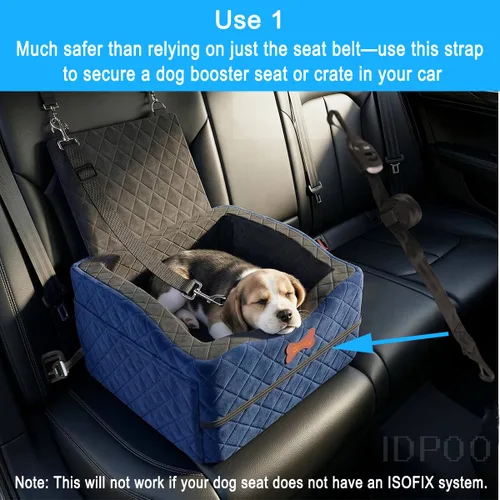 Vista 2 de Correas de arnés para fijar el asiento del perro de mascotas, equipaje de coche con bloqueo de gancho, conector de anclaje de interfaz Isofix