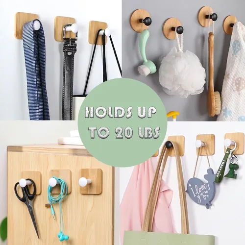 Vista 7 de Ganchos de pared autoadhesivos para colgar resistentes, pequeños ganchos decorativos pegajosos sin clavos, 4 ganchos de utilidad únicos lindos