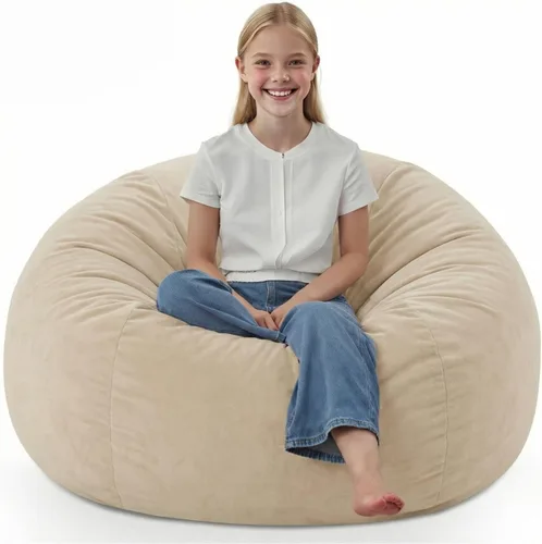 Vista 20 de Silla de Puf de 2 pies, Sillas de Puf Cómodas con Relleno de Espuma Viscoelástica, Sofá de Puf Esponjoso con Cubierta de Terciopelo Holandés, Sillas