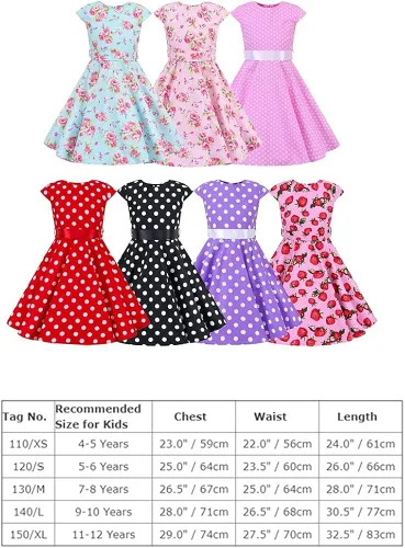Vista 7 de Vestido de fiesta de té para niñas de los años 50 estilo vintage con diseño de lunares estilo rockabilly vestido de noche de cóctel para niños Audrey