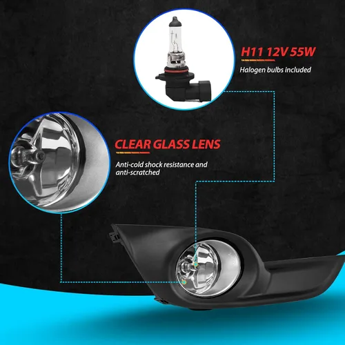 Vista 4 de Kit de repuesto de luces antiniebla para Nissan Altima Sedan 2013 2014 2015, montaje de luces antiniebla con lente transparente, interruptor