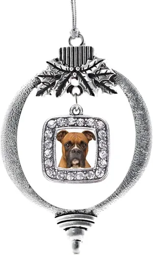 Vista 309 de Inspired Silver - Nana púrpura - Adorno de Navidad plateado - Adorno cuadrado para árbol de Navidad con circonita cúbica - Decoración colgante