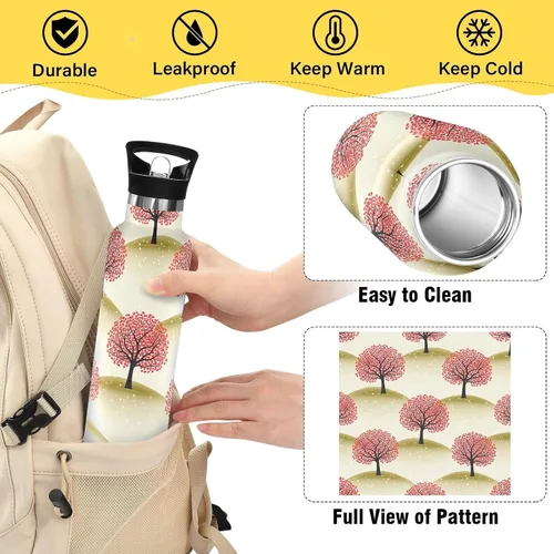 Vista 4 de Kids Water Bottle Leakproof Insulated Water Bottles 20oz, BPA-Free, Whimsical Trees
