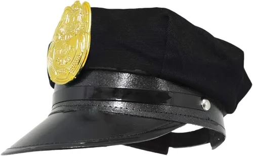 Vista 5 de Sombrero de policía Jacobson Sombrero Company con insignia de plástico brillante oro, color negro