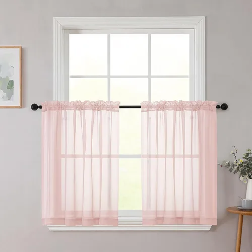 Vista 263 de 2 paneles de cortinas traslúcidas blancas para dormitorio, sala de estar, 96 pulgadas de largo, modernas, suaves, ligeras, con bolsillo para barra